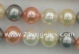 CSB355 15.5 inches 12mm round mixed color shell pearl beads