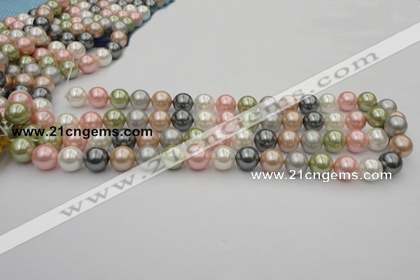 CSB357 15.5 inches 12mm round mixed color shell pearl beads