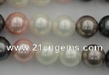 CSB358 15.5 inches 12mm round mixed color shell pearl beads