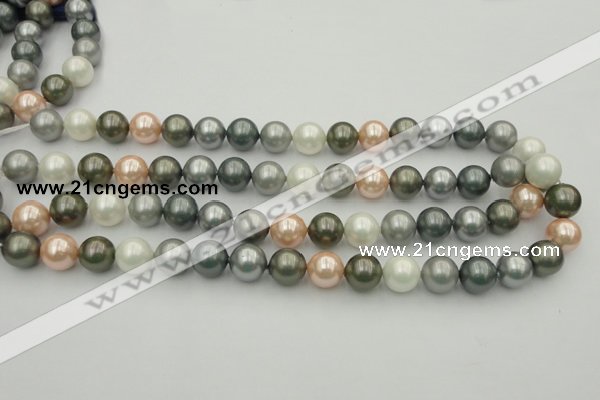 CSB363 15.5 inches 12mm round mixed color shell pearl beads