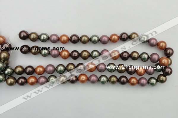 CSB368 15.5 inches 12mm round mixed color shell pearl beads