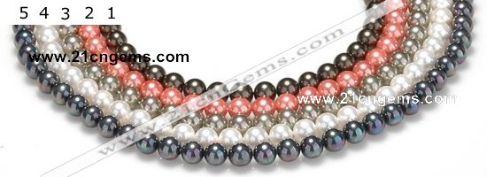 CSB37 16 inches 8mm round shell pearl beads Wholesale