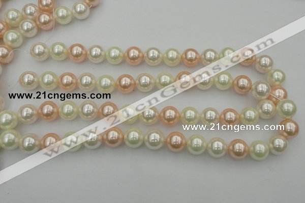 CSB370 15.5 inches 14mm round mixed color shell pearl beads