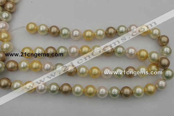 CSB372 15.5 inches 14mm round mixed color shell pearl beads