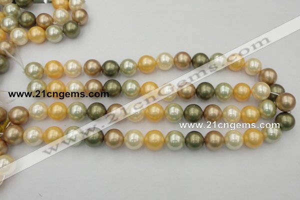 CSB373 15.5 inches 14mm round mixed color shell pearl beads