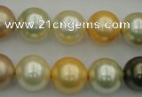 CSB374 15.5 inches 14mm round mixed color shell pearl beads