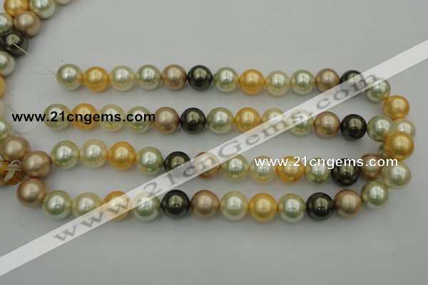 CSB374 15.5 inches 14mm round mixed color shell pearl beads