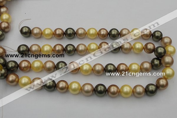 CSB375 15.5 inches 14mm round mixed color shell pearl beads