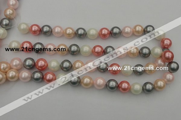 CSB376 15.5 inches 14mm round mixed color shell pearl beads