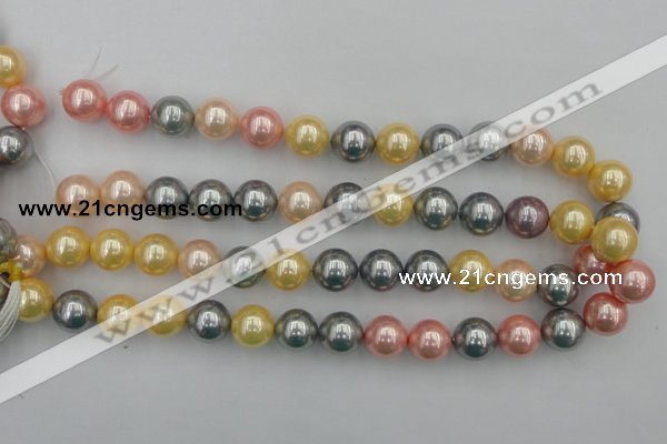 CSB377 15.5 inches 14mm round mixed color shell pearl beads