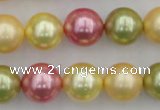 CSB378 15.5 inches 14mm round mixed color shell pearl beads