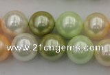 CSB379 15.5 inches 14mm round mixed color shell pearl beads