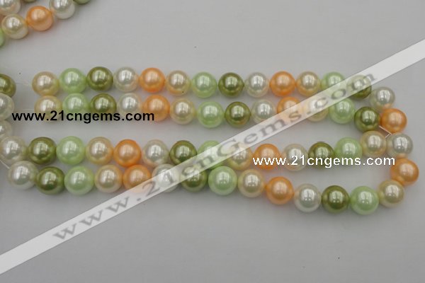 CSB379 15.5 inches 14mm round mixed color shell pearl beads