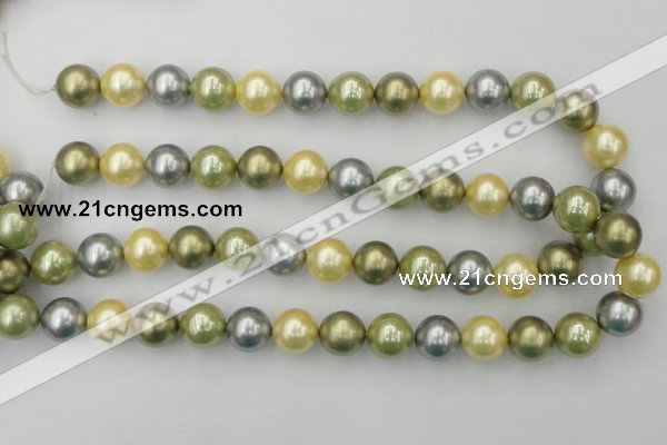 CSB380 15.5 inches 14mm round mixed color shell pearl beads