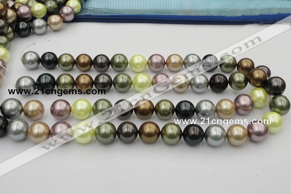 CSB381 15.5 inches 14mm round mixed color shell pearl beads