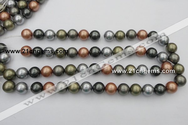 CSB382 15.5 inches 14mm round mixed color shell pearl beads