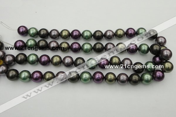 CSB386 15.5 inches 14mm round mixed color shell pearl beads