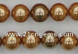 CSB387 15.5 inches 14mm round mixed color shell pearl beads