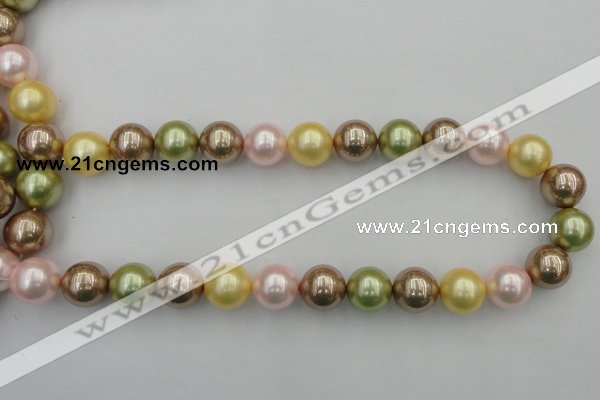 CSB393 15.5 inches 16mm round mixed color shell pearl beads