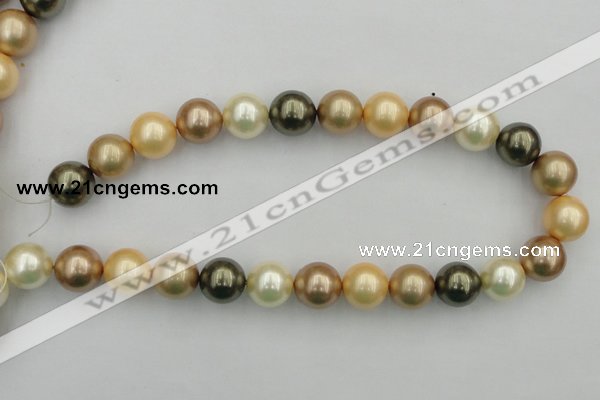 CSB394 15.5 inches 16mm round mixed color shell pearl beads