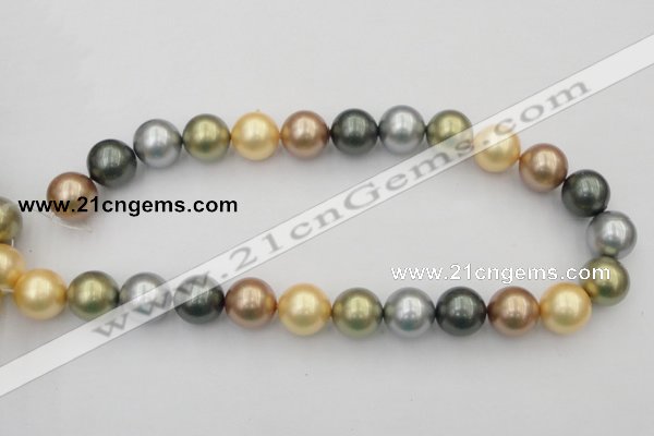 CSB395 15.5 inches 16mm round mixed color shell pearl beads