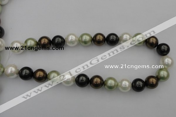 CSB396 15.5 inches 16mm round mixed color shell pearl beads