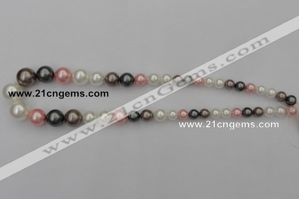 CSB408 15.5 inches 8mm - 16mm round mixed color shell pearl beads