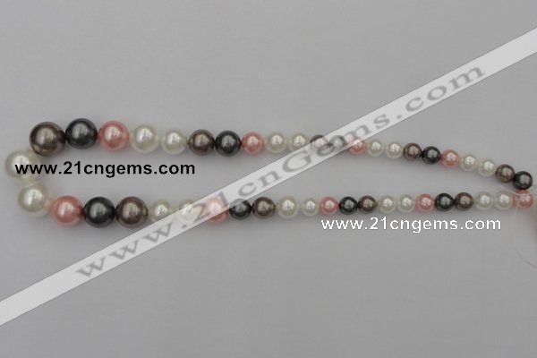 CSB408 15.5 inches 8mm - 16mm round mixed color shell pearl beads