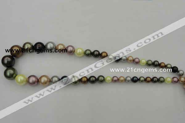 CSB409 15.5 inches 8mm - 16mm round mixed color shell pearl beads