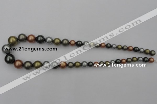 CSB410 15.5 inches 8mm - 16mm round mixed color shell pearl beads