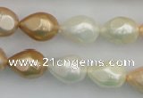 CSB415 12*15.5mm faceted teardrop mixed color shell pearl beads