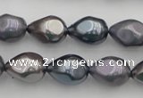 CSB418 12*15.5mm faceted teardrop mixed color shell pearl beads