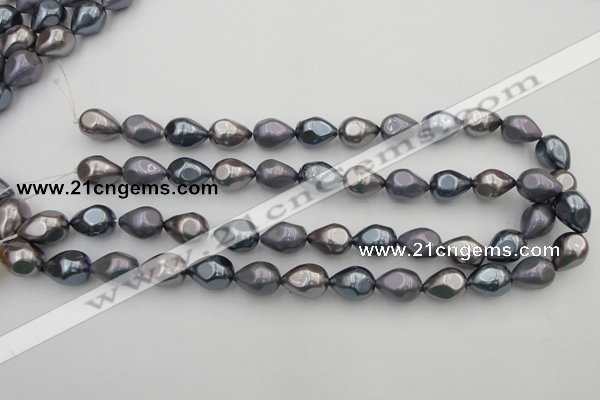 CSB418 12*15.5mm faceted teardrop mixed color shell pearl beads