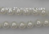 CSB425 15.5 inches 8mm round shell pearl with rhinestone beads