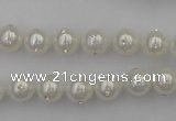 CSB428 15.5 inches 14mm round shell pearl with rhinestone beads