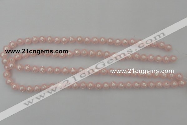 CSB431 15.5 inches 12mm round shell pearl with rhinestone beads