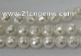 CSB451 15.5 inches 8mm faceted round shell pearl beads