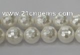 CSB453 15.5 inches 12mm faceted round shell pearl beads