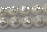 CSB455 15.5 inches 16mm faceted round shell pearl beads