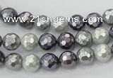 CSB460 15.5 inches 8mm faceted round mixed color shell pearl beads