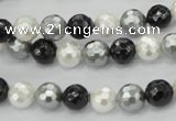 CSB470 15.5 inches 8mm faceted round mixed color shell pearl beads