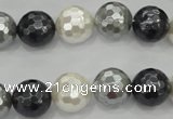 CSB473 15.5 inches 14mm faceted round mixed color shell pearl beads