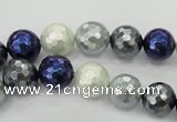 CSB481 15.5 inches 10mm faceted round mixed color shell pearl beads