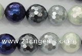 CSB484 15.5 inches 16mm faceted round mixed color shell pearl beads