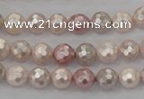 CSB490 15.5 inches 8mm faceted round mixed color shell pearl beads