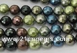 CSB530 15.5 inches 8mm faceted round mixed color shell pearl beads