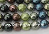 CSB532 15.5 inches 12mm faceted round mixed color shell pearl beads