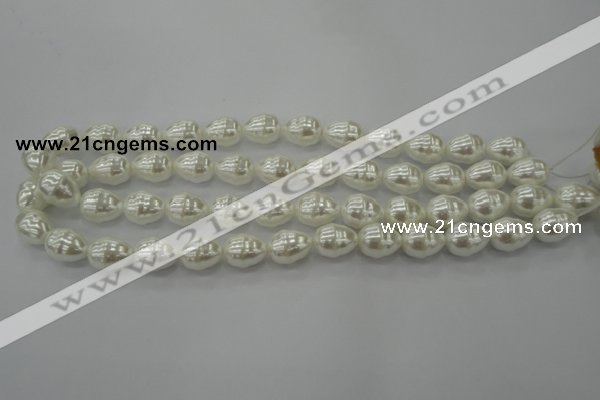 CSB557 15.5 inches 12*15mm whorl teardrop shell pearl beads