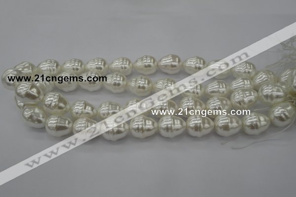 CSB570 15.5 inches 16*19mm whorl teardrop shell pearl beads