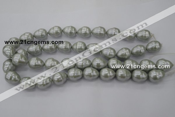 CSB571 15.5 inches 16*19mm whorl teardrop shell pearl beads